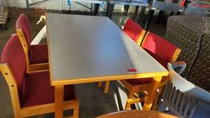 lot 6128 image: 5ft x 36in Table With 4 Chairs