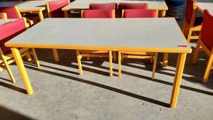 lot 6132 image: 6ft x 3ft Table With 2 Chairs