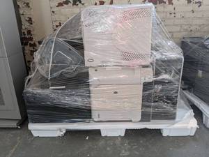 lot 6156 image: Pallet Of Assorted Computer Components, Printers, And Towers