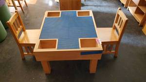 lot 6184 image: Childrens Lego Table With 2 Chairs