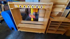 lot 6190 image: Rolling Wood Cabinet
