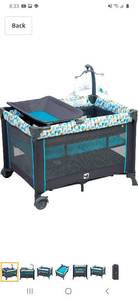 lot 61108 image: Portable Playard,Sturdy Play Yard with Comfortable Mattress and Changing Station (Blue&Green)