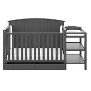 lot 61129 image: Storkcraft Steveston 4-in-1 Convertible Crib and Changer with Drawer, Gray