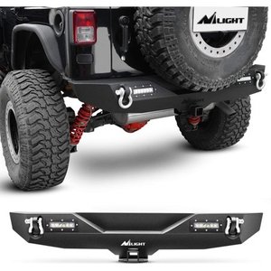 lot 61151 image: Nilight Rear Bumper Compatible for 2007-2018 Jeep Wrangler JK,Rock Crawler Bumper with Hitch Receiver & 2X Nilight Upgraded 40W LED Lights Off Road Textured Black