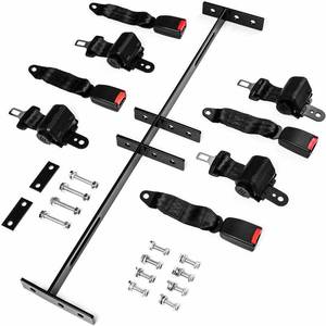 lot 61202 image: Krator Retractable Universal Golf Cart Seat Belts and Bracket Kit for Most EZGO, Club Car DS, Yamaha, and Other Golf Cart - 4x Seat Belts