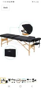 lot 61221 image: Naipo Portable Massage Table Professional Adjustable Folding Bed with 3 Sections Wooden Frame Ergonomic Headrest and Carrying Bag for Therapy Tattoo Salon Spa Facial Treatment