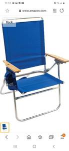 lot 61222 image: Rio Gear Beach Hi-Boy High Seat 17.5 Folding Beach Chair, Blue