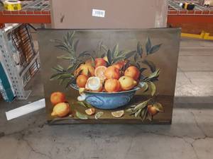 lot 61226 image: Fruit in Basket Canvas Painting