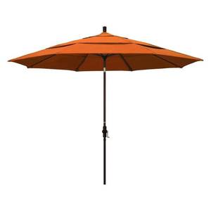 lot 61246 image: California Umbrella 11 Round Aluminum Market Umbrella, Crank Lift, Collar Tilt, Bronze Pole, Pacifica Tuscan