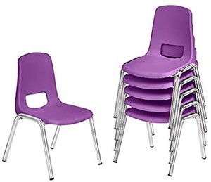 lot 61281 image: AmazonBasics 16 Inch School Classroom Stack Chair, Chrome Legs, Purple, 6-Pack