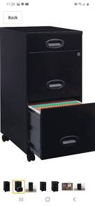 lot 61286 image: Lorell SOHO Mobile Cabinet, Black THREE DRAWERS