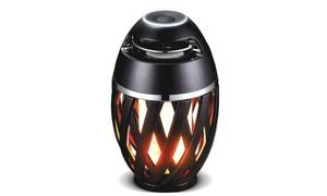 lot 61344 image: LEXFLAMESPBK IP65 Bluetooth Speaker LED Flame Effect Light with Stand & USB Charging