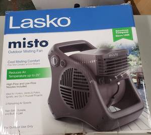 lot 2515 image: Lasko Misto Outdoor Misting 3-Speed Fan, Black