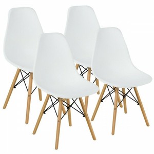 lot 2547 image: Set of 4 Modern DSW Dining Side Chair Wood Legs