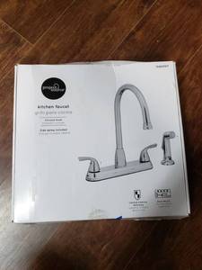lot 2567 image: Project Source Hi-arc Kitchen Faucet With Side Sprayer - Chrome - 21-k822-psd
