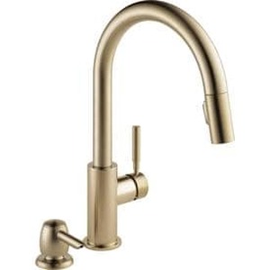 lot 2585 image: Delta Trask Champagne Bronze 1-Handle Deck Mount Pull-down Kitchen Faucet