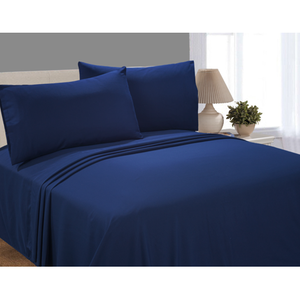lot 7838 image: Mainstays Soft Wrinkle Resistant Microfiber Full Navy Sheet Set