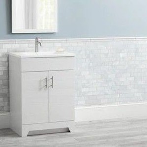 lot 7862 image: Style Selections Tierra 24.5-in White Single Sink Bathroom Vanity with White Cultured Marble Top