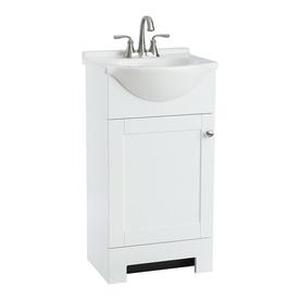 lot 7864 image: Style Selections Euro White Integral Single Sink Bathroom Vanity with Cultured Marble Top (Common 19-in x 19-in Actual 19-in x 16.5-in)