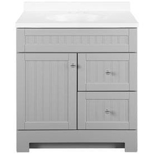 lot 7865 image: Style Selections Ellenbee Gray Single Sink Vanity with White Cultured Marble Top (Common 30-in x 19-in)