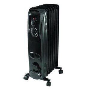 lot 7801 image: Mainstays, Oil Filled, Electric Radiant Space Heater, Black, #HO-0270B