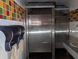 lot 7035 image: Bathroom Stalls, Buyer Responsible For Removal. Toilet Paper Dispenser And Toilets Not Included