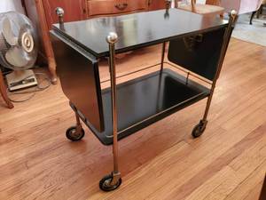 lot 1127 image: Mid Century Modern Black - Brass Bar Cart