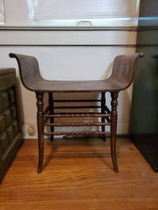 lot 1148 image: Antique Walnut Curved Wooden Stool - Unbranded