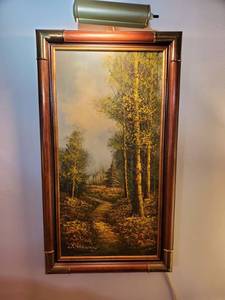 lot 2116 image: W.Norwood. Oil Painting with Display Light..with Brass plated Corners