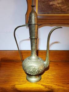lot 2125 image: Brass Dahla with Floral Etching