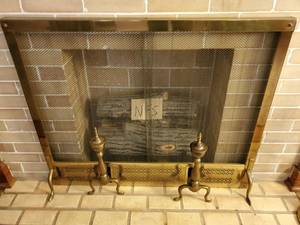 lot 2134 image: Fire Place Metal Cover Woth Chain link Curtain
