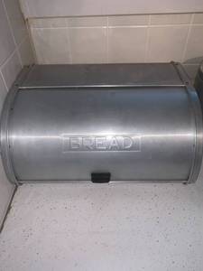 lot 2151 image: Vintage Kromex Bread Box Location Kitchen Counter