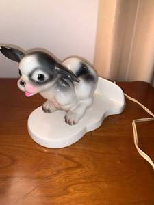 lot 6216 image: Maddux of California Running Puppy Lamp Location Mantel