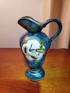 lot 6245 image: Oriental Blue Pitcher Peacock Art Design