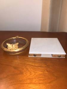 lot 6248 image: Cool Retro Owl Ashtray and Match Holder Location Mantel