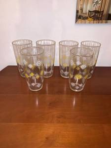 lot 7970 image: Set of 6 Fun Atomic Glass Tumblers Anchor Hocking Location Kitchen