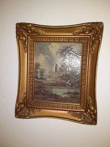 lot 8548 image: Lot of Three Small Hanging Impressionist Wall Prints with Frames