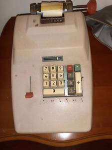 lot 8565 image: Vintage Adding Machine with Vinyl Cover AC Adapter Not Included