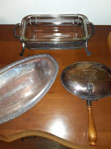 lot 8567 image: Lot of Three Silver Plated on Copper Serving Pieces