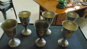 lot 10003 image: 6 - Silver goblets - 6 12 tall