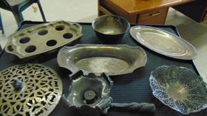 lot 10004 image: Silver trays - platters and bowl
