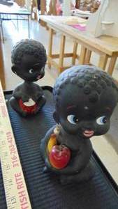 lot 10023 image: 2 baby banks - black hair bed shorts - bobble head - 6 tall
