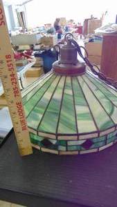lot 10024 image: green Tiffany hanging lamp