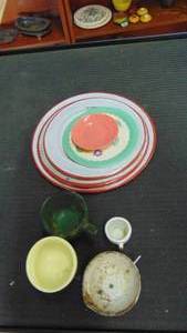lot 10041 image: old plates and metal painted cup