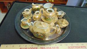 lot 10045 image: lot of vintage mini tea pots - cups and tray