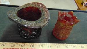 lot 10062 image: top hat cut glass vase - small cut glass vase with lid