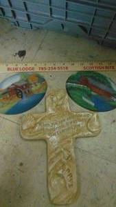 lot 10084 image: 2 farm plates and footprints cross