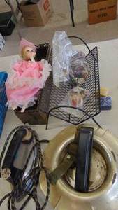 lot 10136 image: Iron - vintage doll -  lot of buttons - cd rack