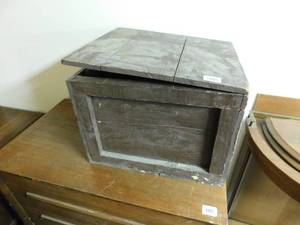 lot 10155 image: old wooden box with hinged lid