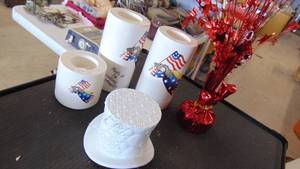 lot 10236 image: milk glass top hat - flag angel lights